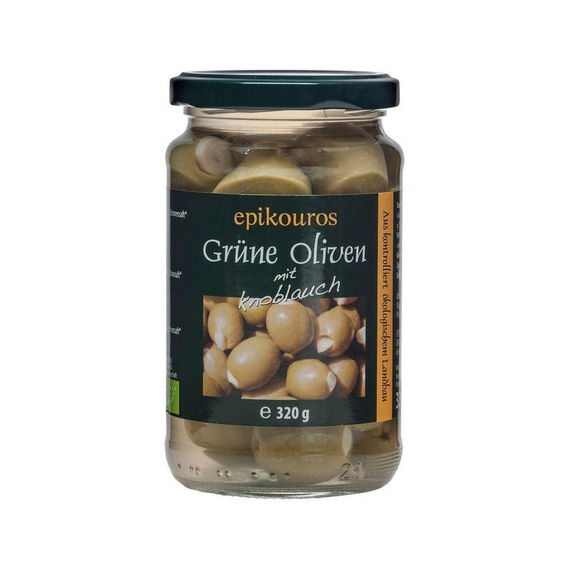 Grüne Oliven gefüllt mit Knoblauch, EU Bio