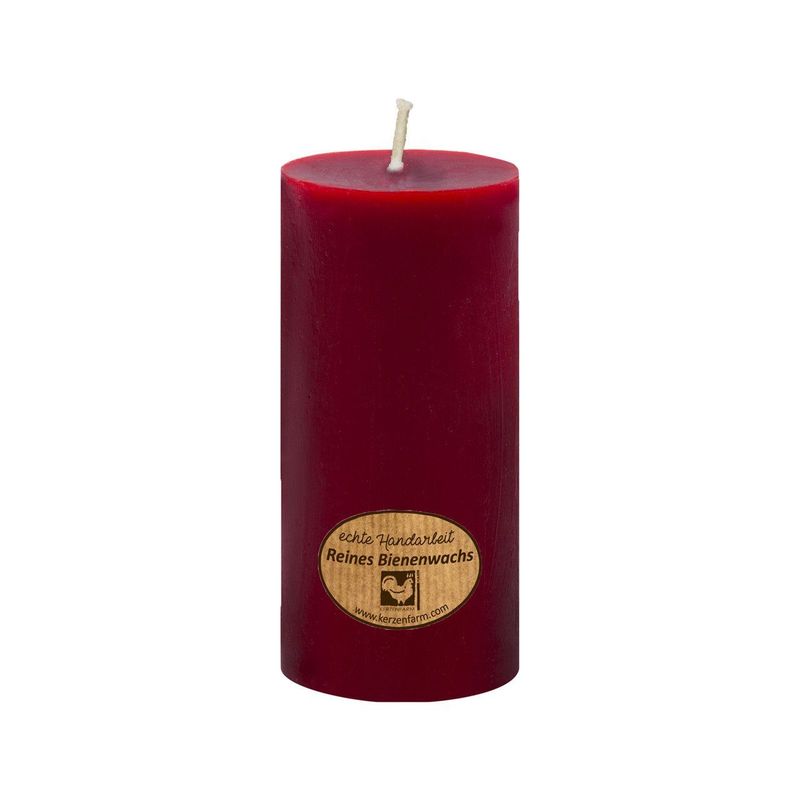 Bienenwachskerze Stumpen dunkelrot, 95 x 45 mm, ohne Zertifizierung