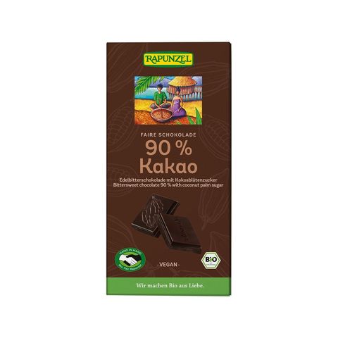 Schokolade 90% Kakao, HiH, EU Bio / Fairer Handel (Claro; Hand in Hand; etc.)