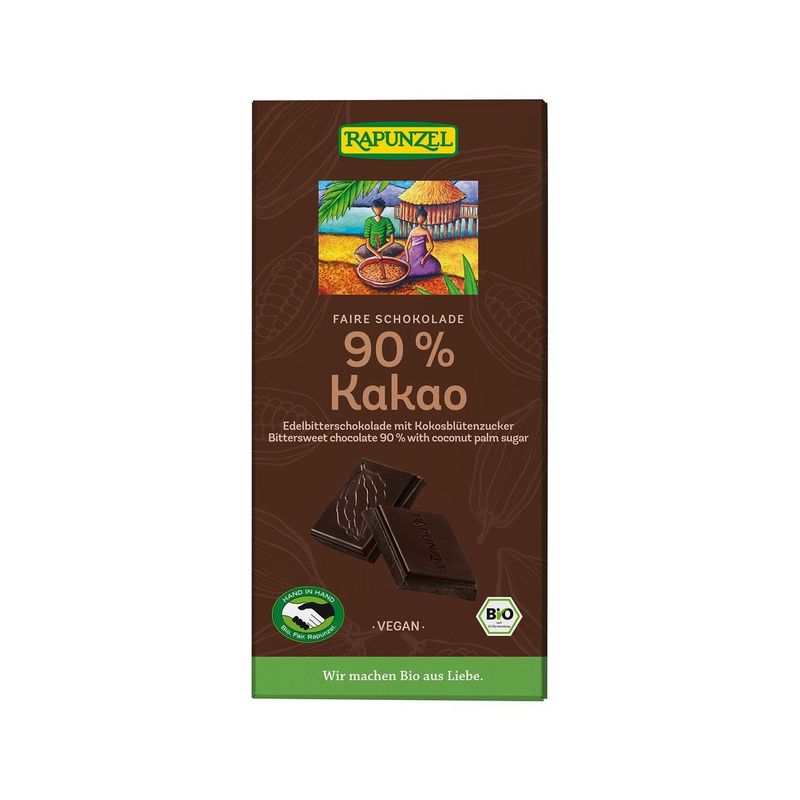 Schokolade 90% Kakao, HiH, EU Bio / Fairer Handel (Claro; Hand in Hand; etc.)