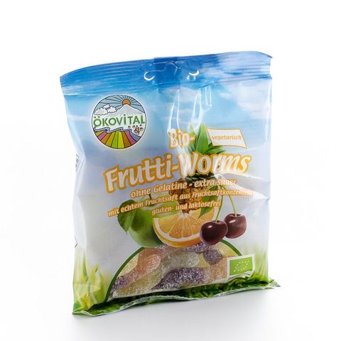 Frutti-Worms-Fruchtgummi ohne Gelatine, EU Bio