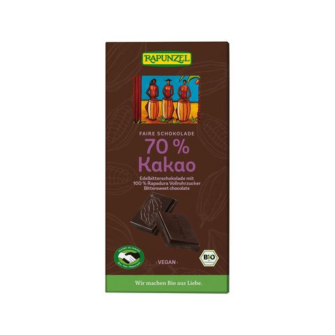 Schokolade 70% Kakao, HiH, EU Bio / Fairer Handel (Claro; Hand in Hand; etc.)