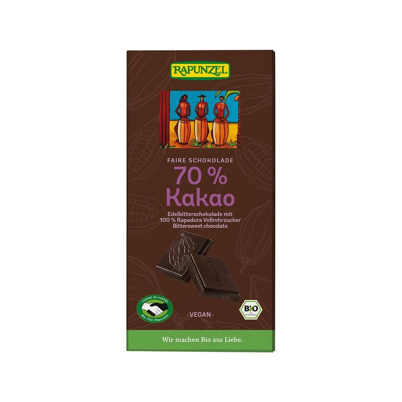 Schokolade 70% Kakao, HiH, EU Bio / Fairer Handel (Claro; Hand in Hand; etc.)