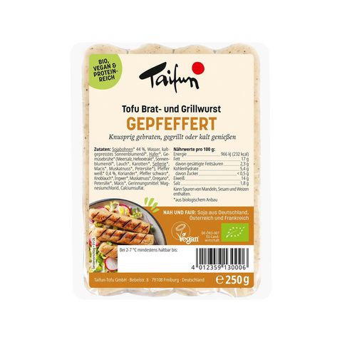 Tofu Brat- und Grillwurst gepfeffert, EU Bio