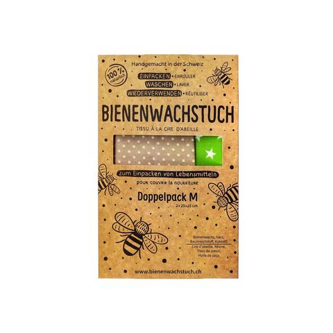 Bienenwachstuch M Doppelpack, 25 x 25 cm, ohne Zertifizierung