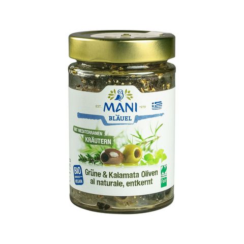Grüne & Kalamata Oliven al naturale, EU Bio