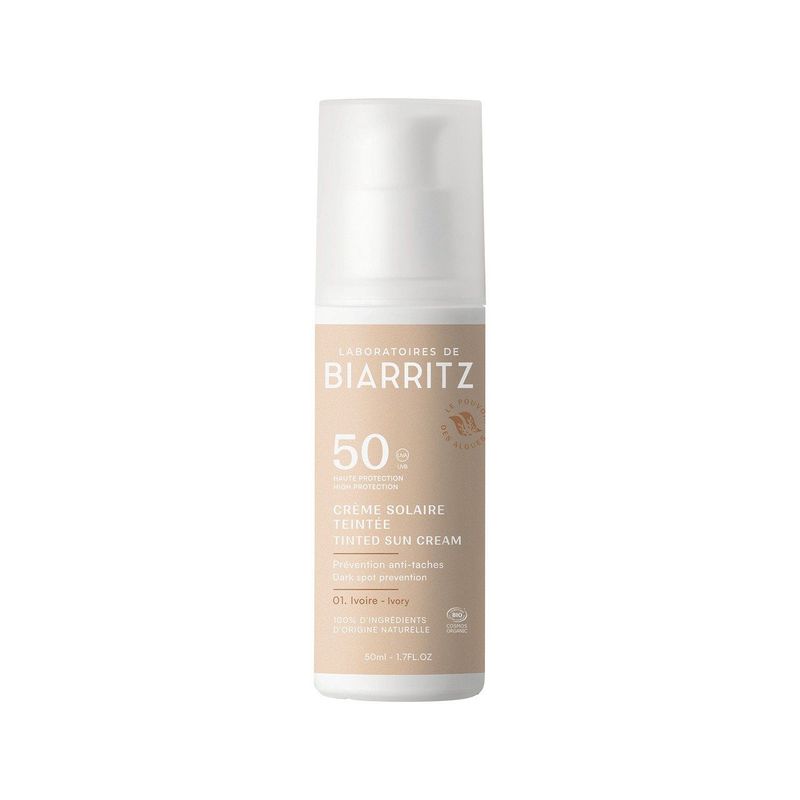 Sonnencreme Gesicht getönt LSF 50 - Elfenbein, Ecocert COSMOS ORGANIC