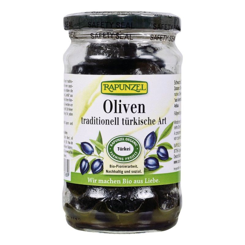 Oliven schwarz mit Stein, geölt, EU Bio