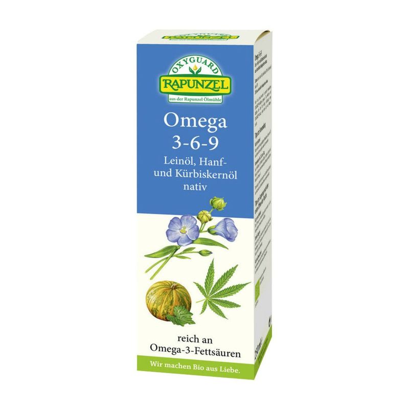 Omega 3-6-9, Leinöl, Hanf- und Kürbiskernöl nativ, EU Bio