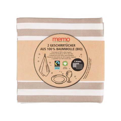 Geschirrtuch aus Bio-Baumwolle, beige gestreift, 50 x 70 cm, GOTS Global Organic Textile Standard / Bio Baumwolle