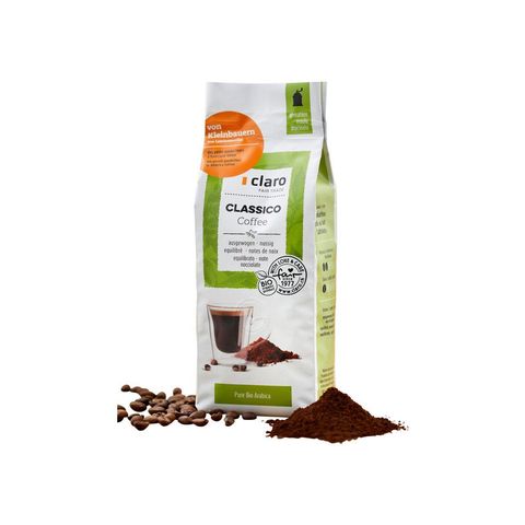 Kaffee Classico gemahlen, Schweizer Bio-Verordnung / Fairer Handel (Claro; Hand in Hand; etc.)
