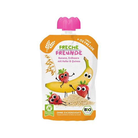 Quetschmus Banane, Erdbeere mit Hafer & Quinoa, EU Bio