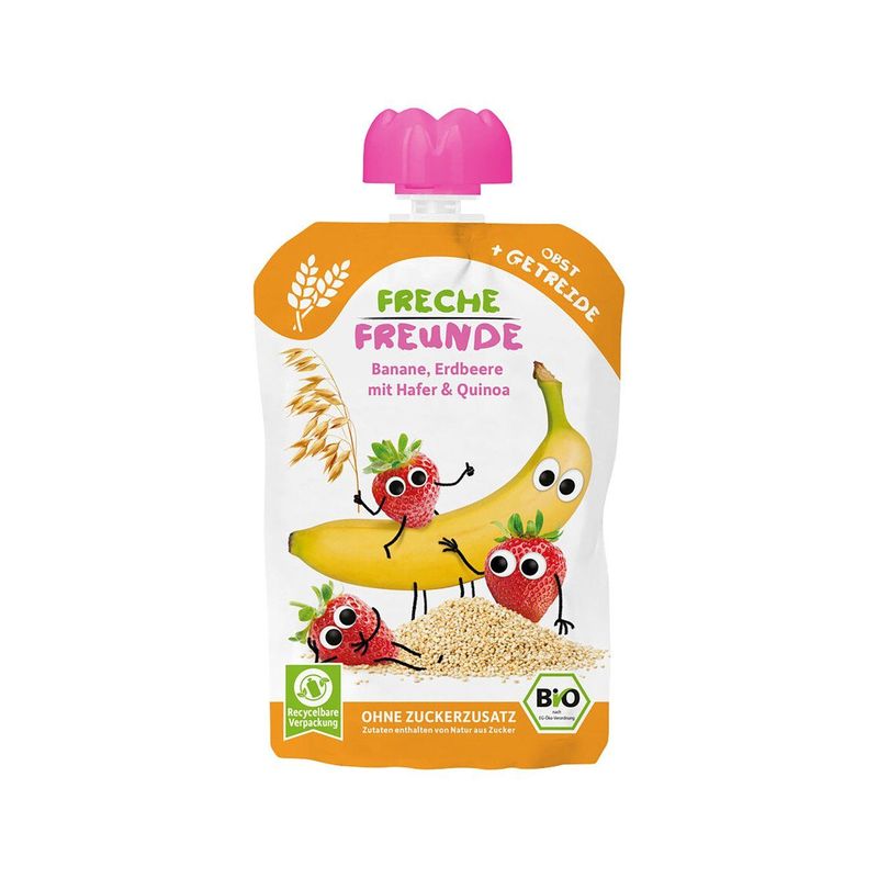 Quetschmus Banane, Erdbeere mit Hafer & Quinoa, EU Bio
