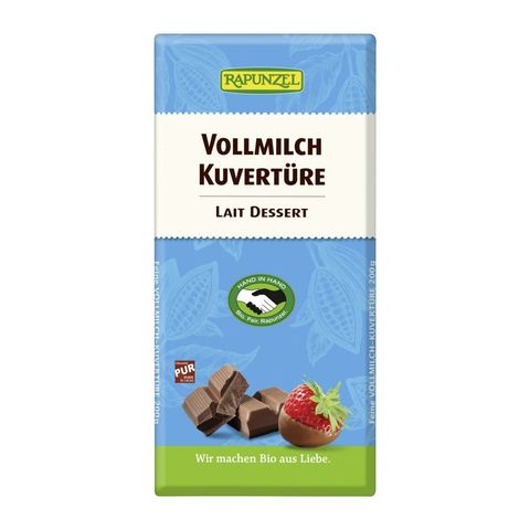 Kuvertüre Vollmilch, HIH, EU Bio / Fairer Handel (Claro; Hand in Hand; etc.)