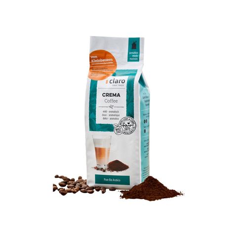 Kaffee Crema gemahlen, Schweizer Bio-Verordnung / Fairer Handel (Claro; Hand in Hand; etc.)