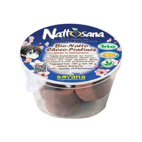 Natto-Choco-Pralinés, fermentierer Soya-Natto Happen, Schweizer Bio-Verordnung