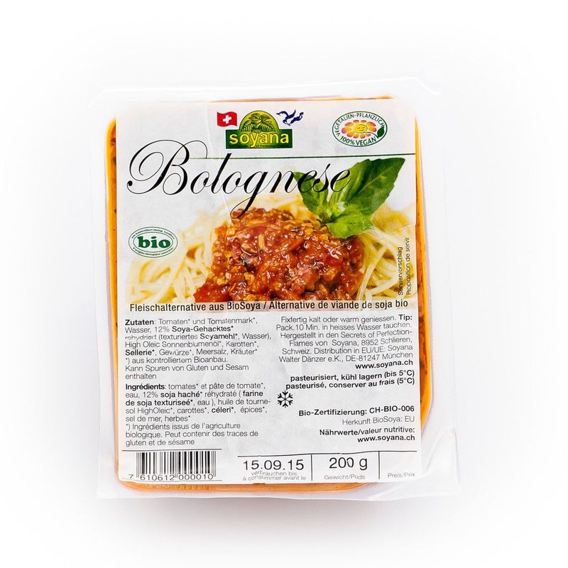 Soya Bolognese, Schweizer Bio-Verordnung