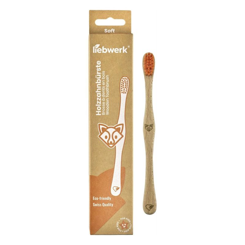 Zahnbürste Kinder soft FOX, 100% FSC Holz oder Fasern