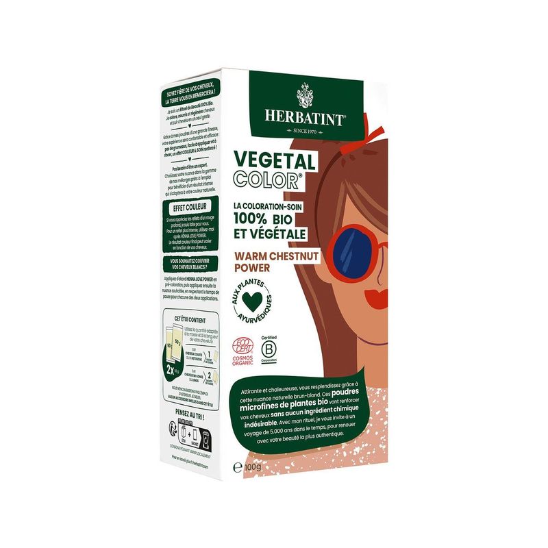 Vegetal Color - Warm Chestnut Power, Haarfärbemittel, Ecocert COSMOS ORGANIC