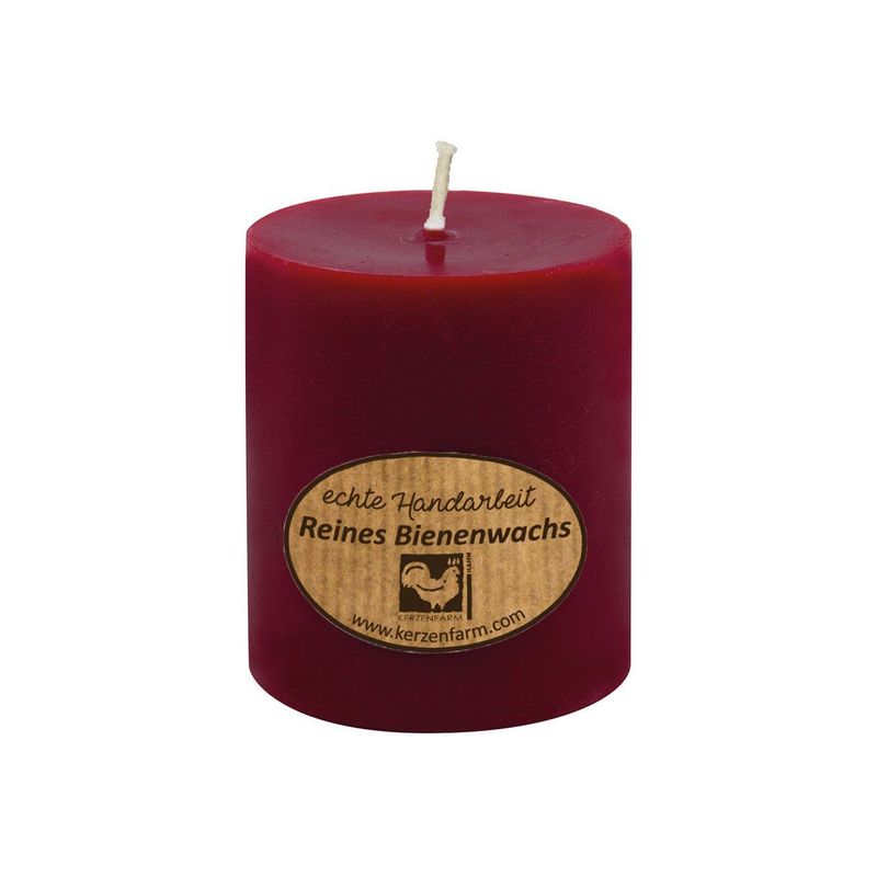 Bienenwachskerze Stumpen 75x64mm dunkelrot, ohne Zertifizierung
