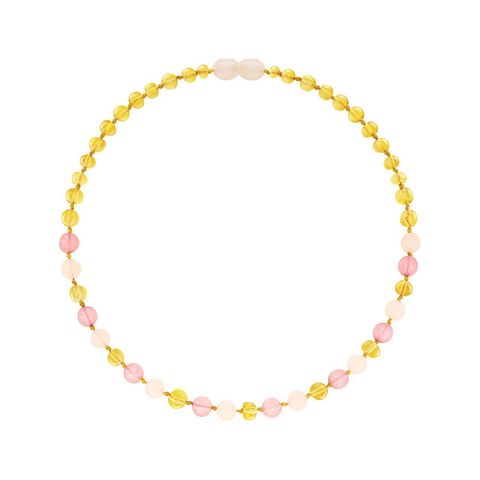 Natur-Bernstein Babykette Lemon mit Edelsteinen, ohne Zertifizierung
