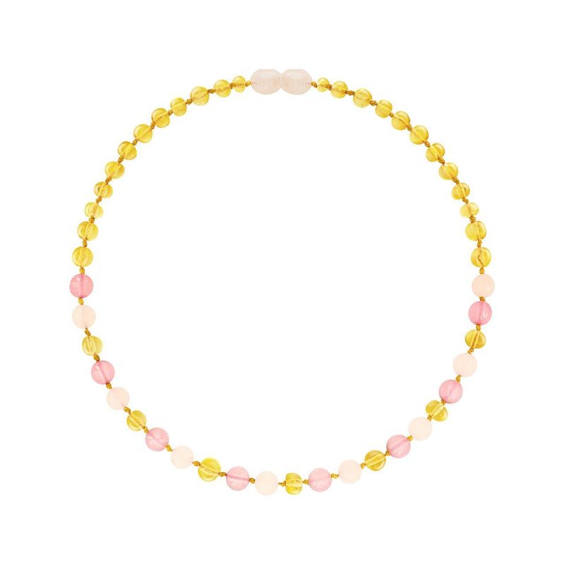 Natur-Bernstein Babykette Lemon mit Edelsteinen, ohne Zertifizierung