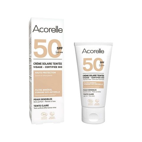 Sonnencreme Gesicht getönt SPF 50 - hell, Cosmetique Bio - COSMOS ORGANIC