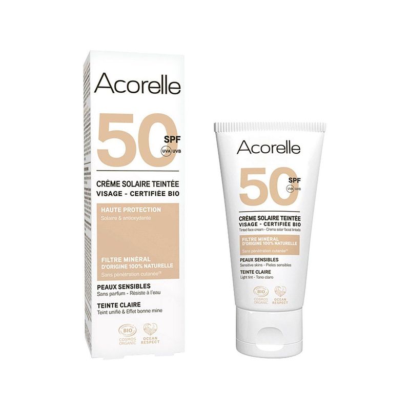 Sonnencreme Gesicht getönt SPF 50 - hell, Cosmetique Bio - COSMOS ORGANIC
