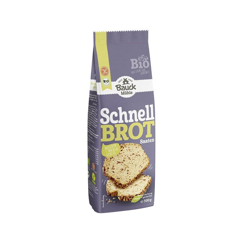 "Schnell Brot" Backmischung mit Saaten, glutenfrei, EU Bio