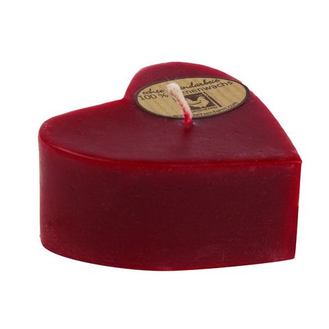 Bienenwachskerze Herz, rot, 65 x 65 x 28 mm, ohne Zertifizierung