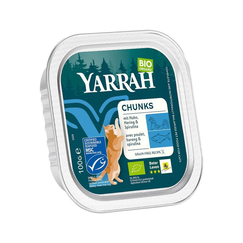 Katzenfutter Bröckchen Fisch mit Spirulina, EU Bio