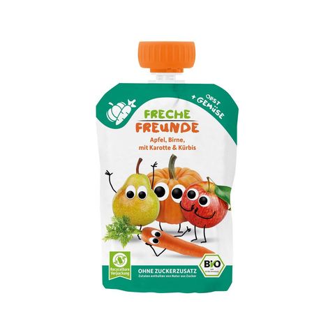 Quetschmus Apfel, Birne, Karotte & Kürbis, EU Bio