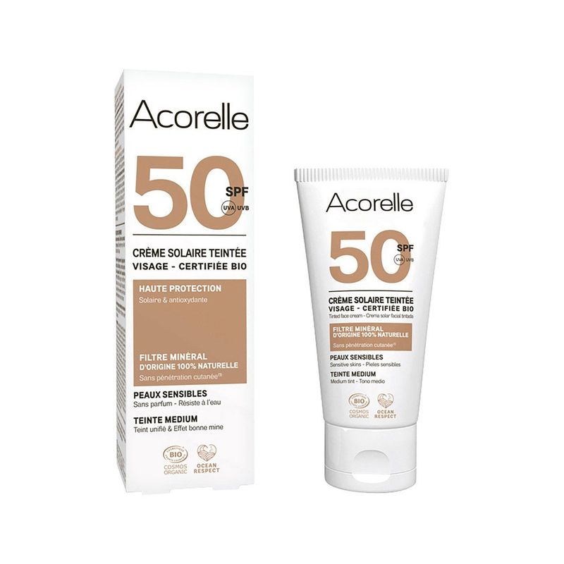 Sonnencreme Gesicht getönt SPF 50 - medium, Cosmetique Bio - COSMOS ORGANIC