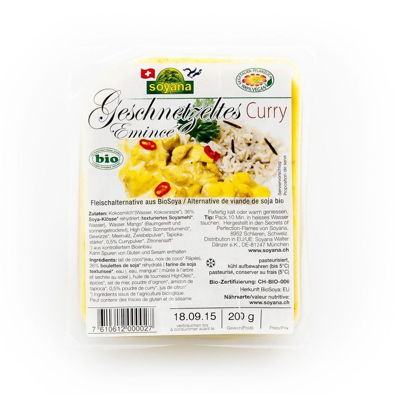 Soya Geschnetzeltes Curry, Schweizer Bio-Verordnung