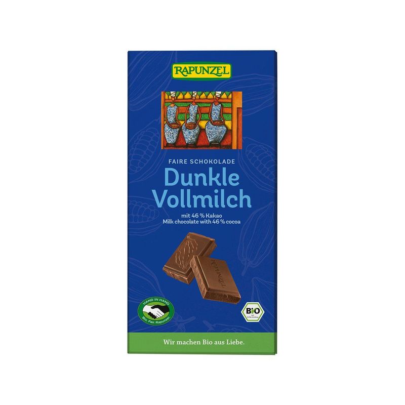 Schokolade Dunkle Vollmilch, HiH, EU Bio / Fairer Handel (Claro; Hand in Hand; etc.)