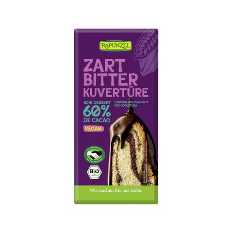 Kuvertüre Zartbitter, HIH, EU Bio / Fairer Handel (Claro; Hand in Hand; etc.)
