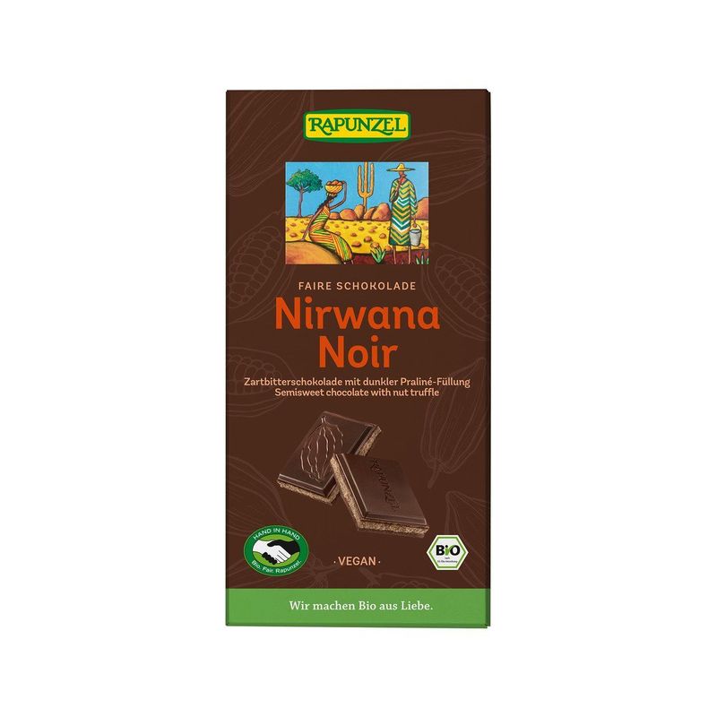 Schokolade Nirwana Noir, HiH, EU Bio / Fairer Handel (Claro; Hand in Hand; etc.)