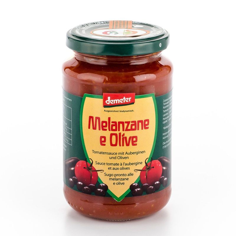 Sauce Tomaten Melanzane e olive, Demeter