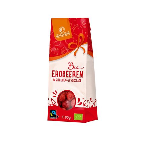 Erdbeeren in weisser Zitronen-Beeren-Schokolade, EU Bio/FLO-Fairtrade