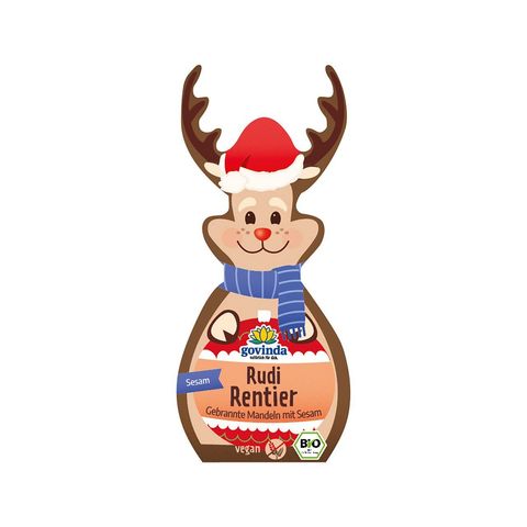Rudi Rentier, gebrannte Mandeln mit Sesam, EU Bio