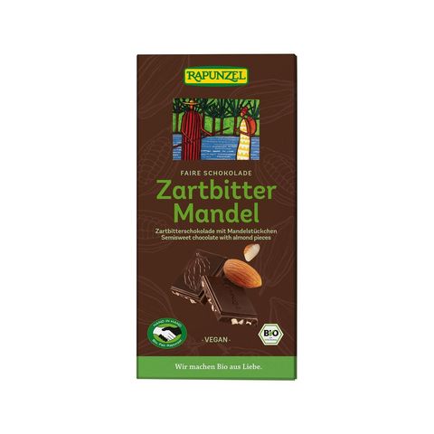 Schokolade Zartbitter Mandel, HiH, EU Bio / Fairer Handel (Claro; Hand in Hand; etc.)