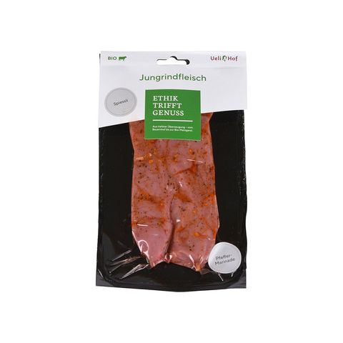 Brochette de jeune boeuf au poivre, Bio Knospe Schweiz