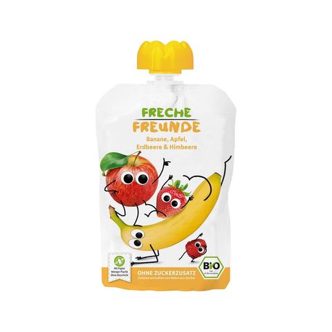 Quetschmus Banane, Apfel, Erdbeere & Himbeere, EU Bio