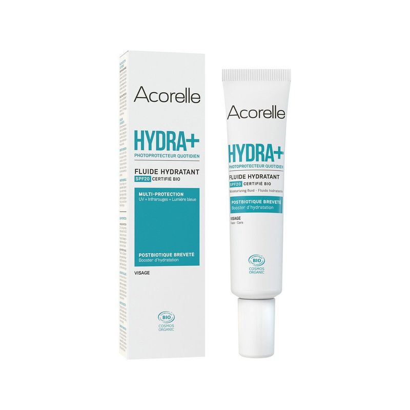 Feuchtigkeitsspendendes Gesichtsfluid HYDRA+ SPF20, Cosmetique Bio - COSMOS ORGANIC